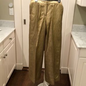 Etro gold toned metallic tailored palazzo pants